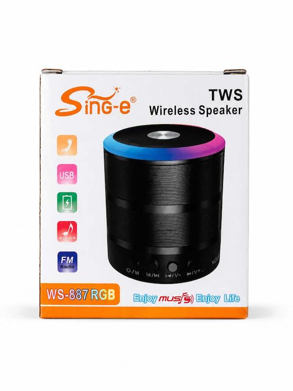اسپیکر بلوتوثی Sing-e مدل WS-887 RGB | اسپیکر TWS با USB و رادیو FM