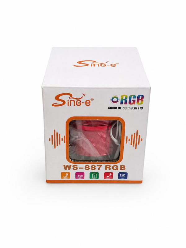 اسپیکر بلوتوثی قابل حمل Sing-e مدل WS-887 RGB (قرمز)