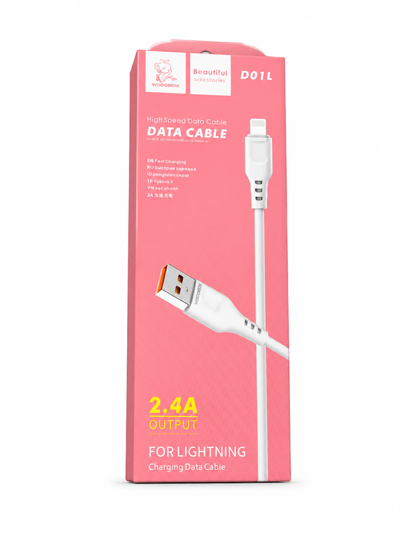 کابل شارژ آیفونی (Lightning) فست شارژ ۲.۴ آمپر مدل D01L | کابل انتقال داده باکیفیت