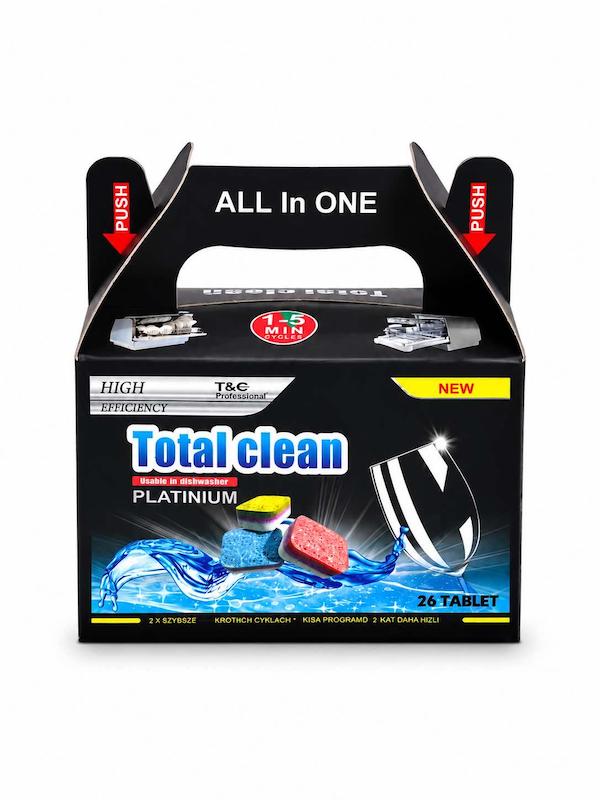 قرص ماشین ظرفشویی T&E مدل Total Clean Platinium (بسته ۲۶ عددی) | عملکرد سریع
