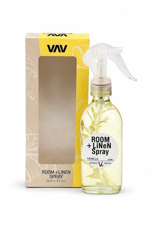 اسپری خوشبوکننده هوا و پارچه VAV مدل Room + Linen رایحه Vanilla حجم ۱۵۰ میلی‌لیتر