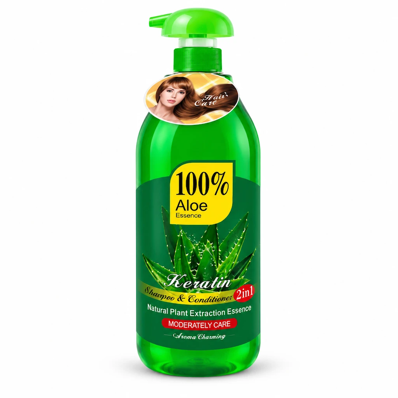 شامپو و نرم‌کننده ۲ در ۱ عصاره آلوئه‌ورا و کراتین (Keratin 100% Aloe Essence 2 in 1)