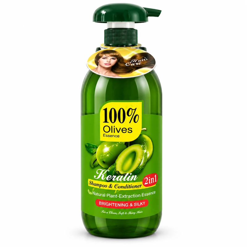 شامپو و نرم‌کننده ۲ در ۱ عصاره زیتون و کراتین (Keratin 100% Olives Essence 2 in 1)