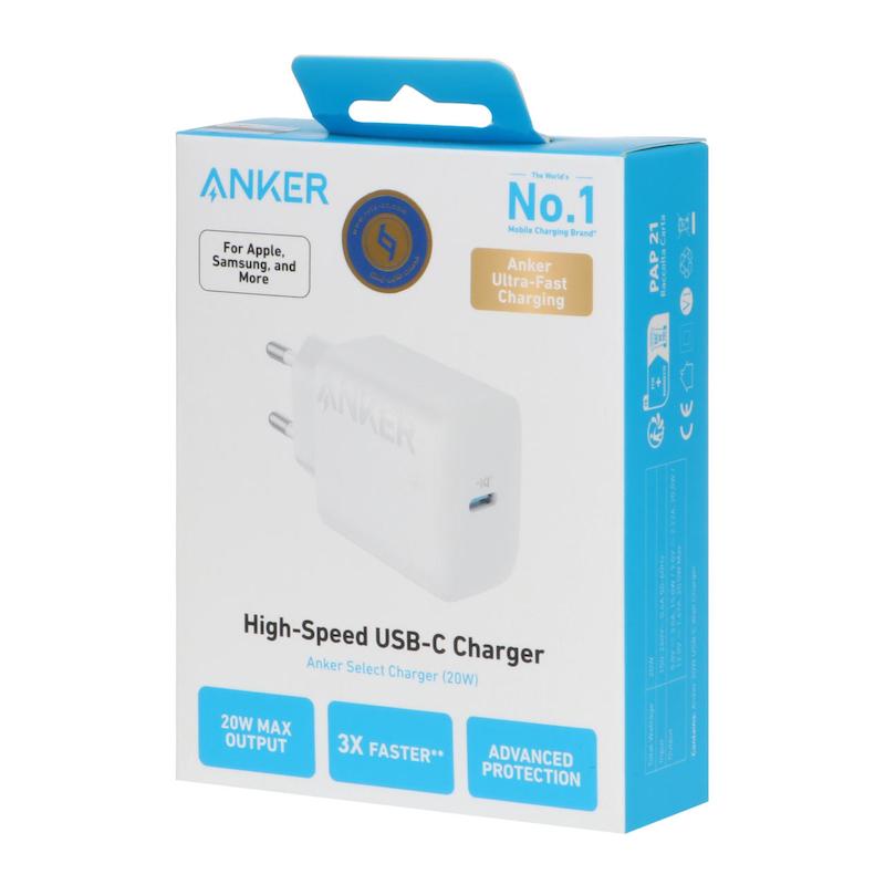 شارژر دیواری فست تک پورت ANKER مدل A2347G21 با توان 20W و تکنولوژی IQ3 - سفید (گارانتی 18ماهه شرکتی)