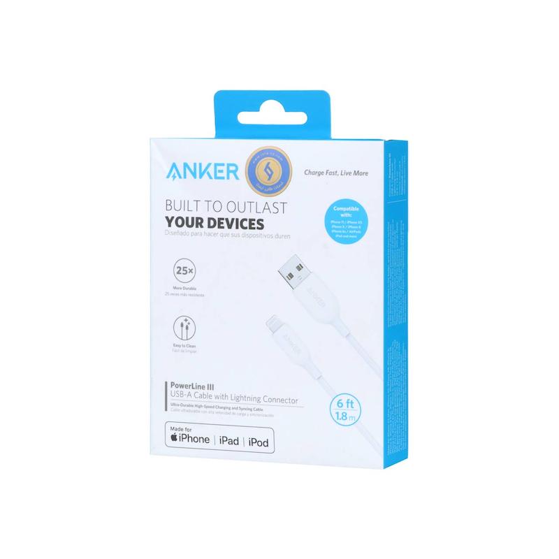 کابل شارژ 1.8 متری آیفون ANKER مدل PowerLine III A8813H21 - سفید
