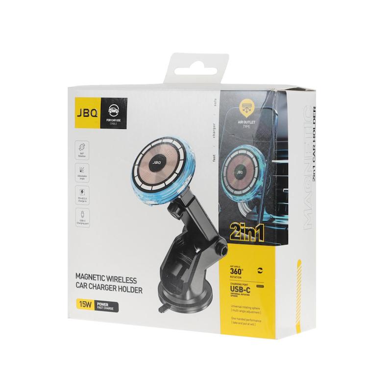 شارژر وایرلس و هولدر گوشی موبایل مگنتی JBQ مدل HLC-525 - مشکی