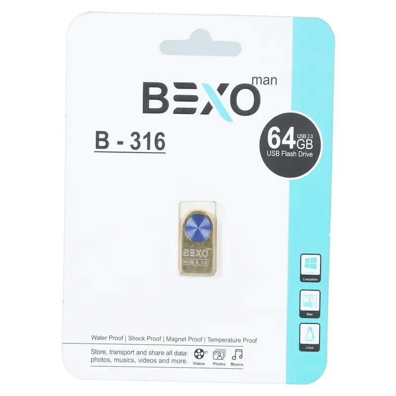 BEXO B-316 USB2.0 Flash Memory - 64GB (گارانتی داده پردازی آواتک) آبی طلایی