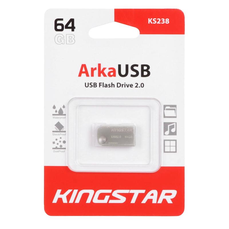 KingStar Arka KS238 USB2.0 Flash Memory - 64GB (گارانتی متین) نقره ای