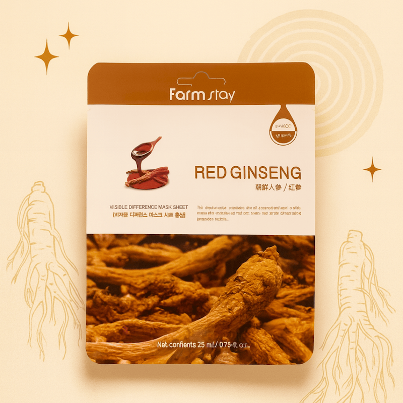 این ماسک ورقه‌ای حاوی عصاره ریشه جینسنگ