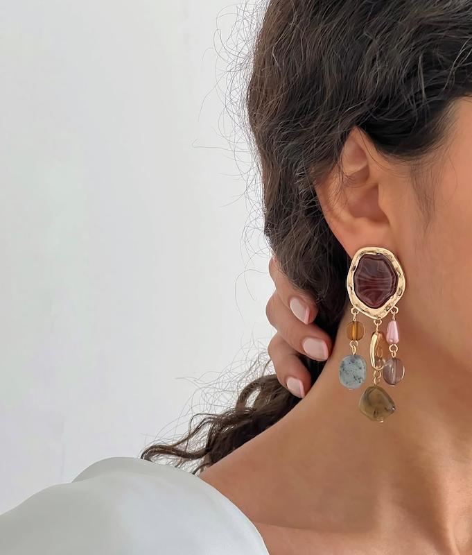 گوشواره ۶ سنگ آویز