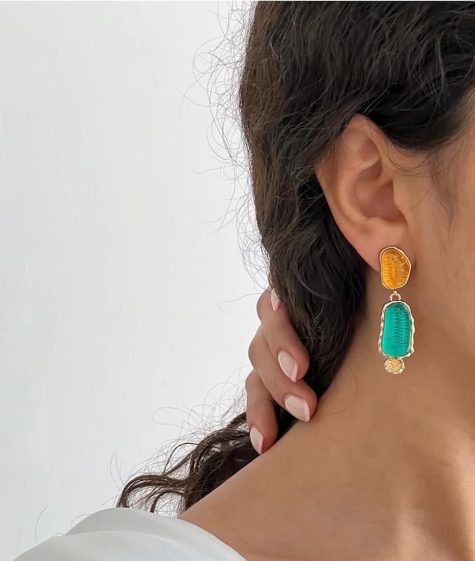 گوشواره سنگی نارنجی سبز