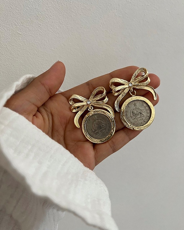 گوشواره پاپیون سکه 