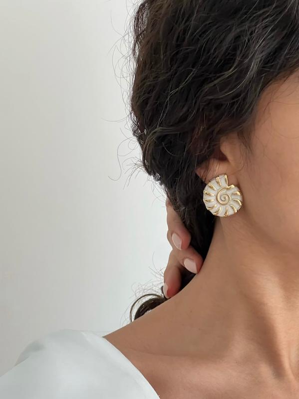 گوشواره حلزونی میناکاری استیل