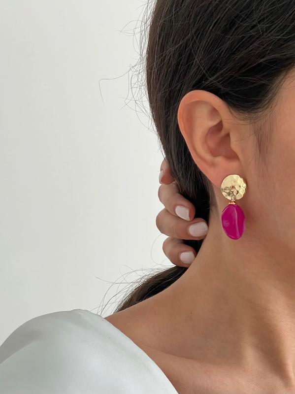 گوشواره دایره چکشی و آویز رنگی