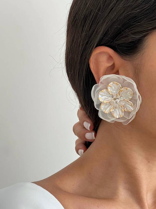 گوشواره گل دو لایه