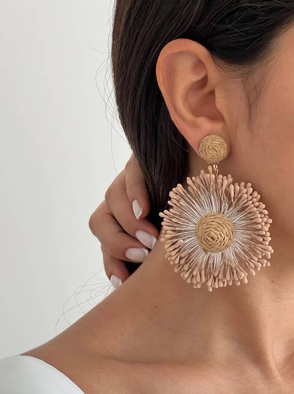 گوشواره حصیری طرح گل پرگلبرگ