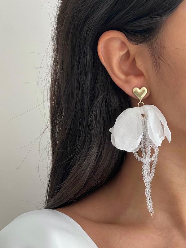 گوشواره پارچه‌ای و قلب گلد