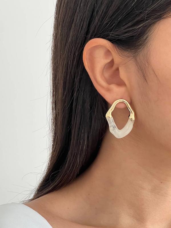 گوشواره لوزی نیمه رزینی