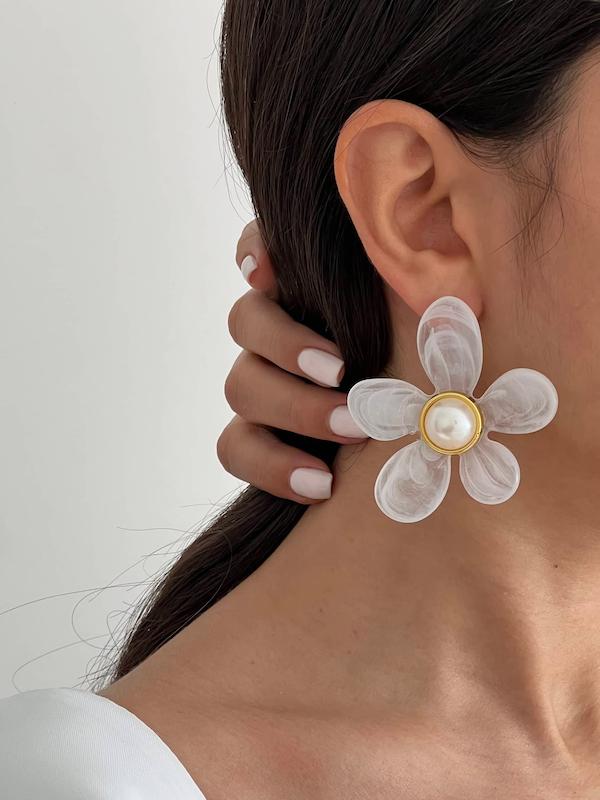 گوشواره گل ۵ گلبرگ آبرنگی