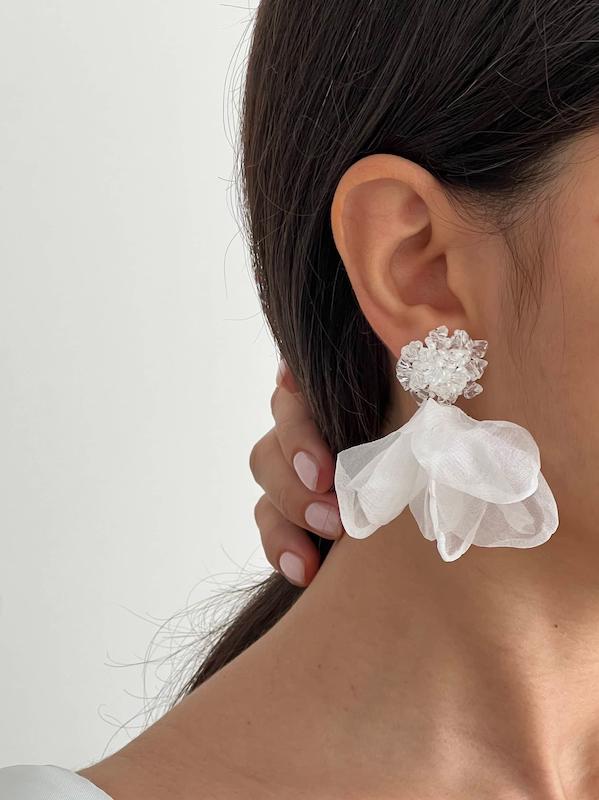 گوشواره پارچه‌ای و کریستال