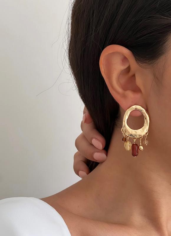 گوشواره بیضی توخالی آویز رنگی