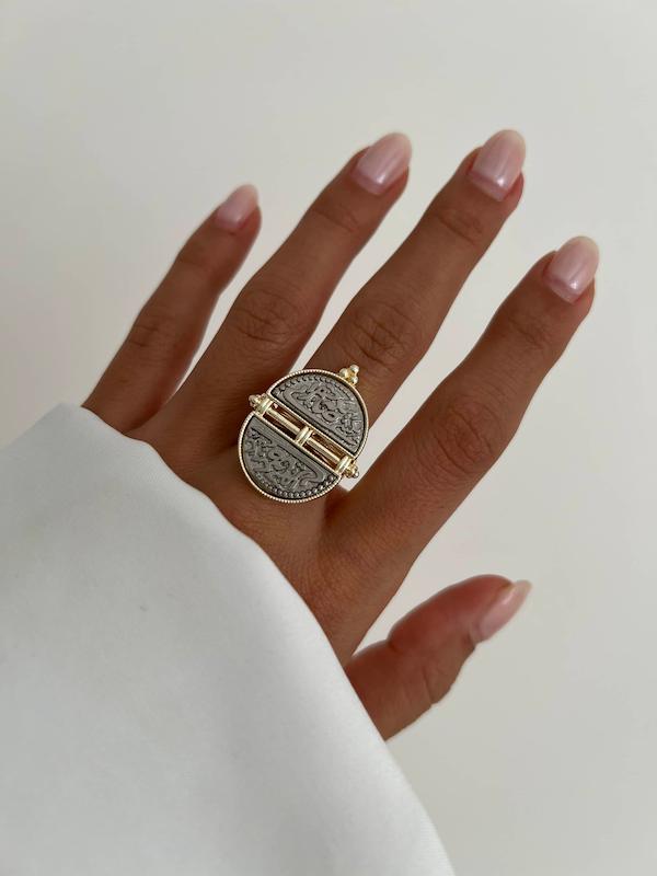 انگشتر سکه دو تکه بدون نگین