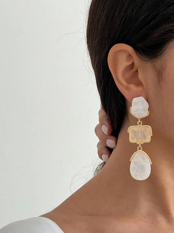 گوشواره صدفی سه شکل دو رنگ