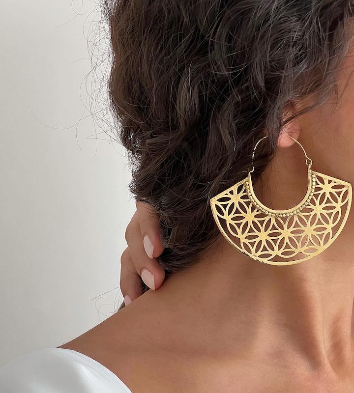 گوشواره برنج پر نقش 