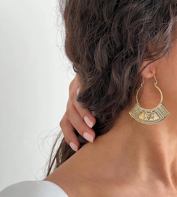 گوشواره برنج لنگر نقش‌دار