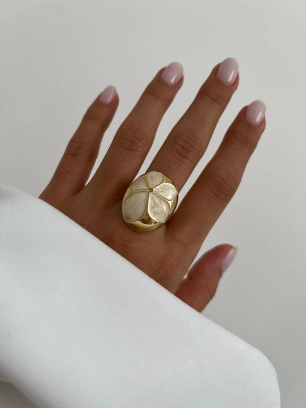 انگشتر بیضی میناکاری طرح گل 