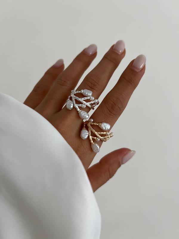 انگشتر شاخه و مروارید