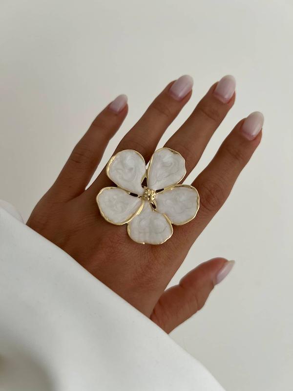 انگشتر گل ۵گلبرگ میناکاری بزرگ