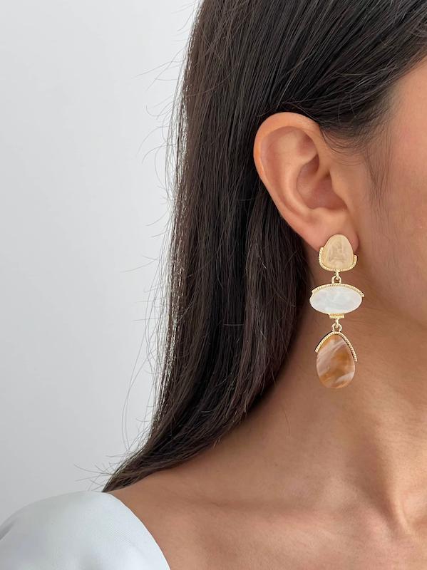 گوشواره سه شکل سه رنگ تم قهوه‌ای