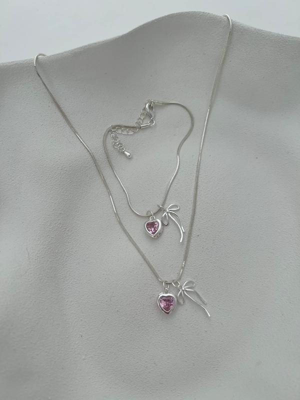 ست مینیمال پاپیون و نگین صورتی