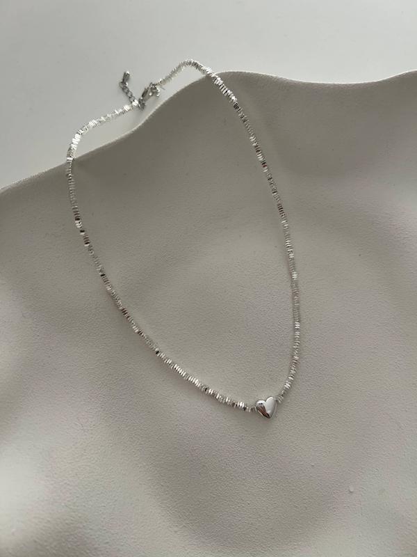 گردنبند تراش و قلب آبکاری نقره