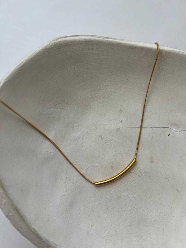 گردنبند پلاک خط بلند گلد