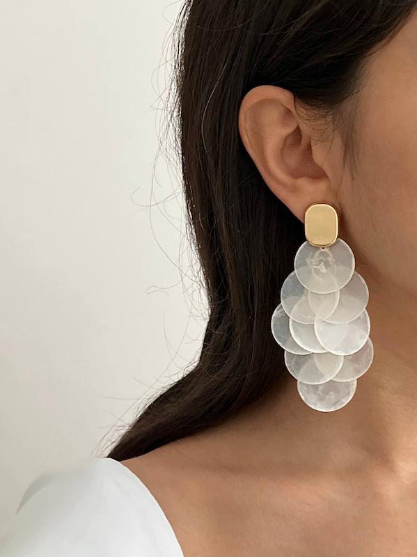 گوشواره پولکی و مستطیل گلد