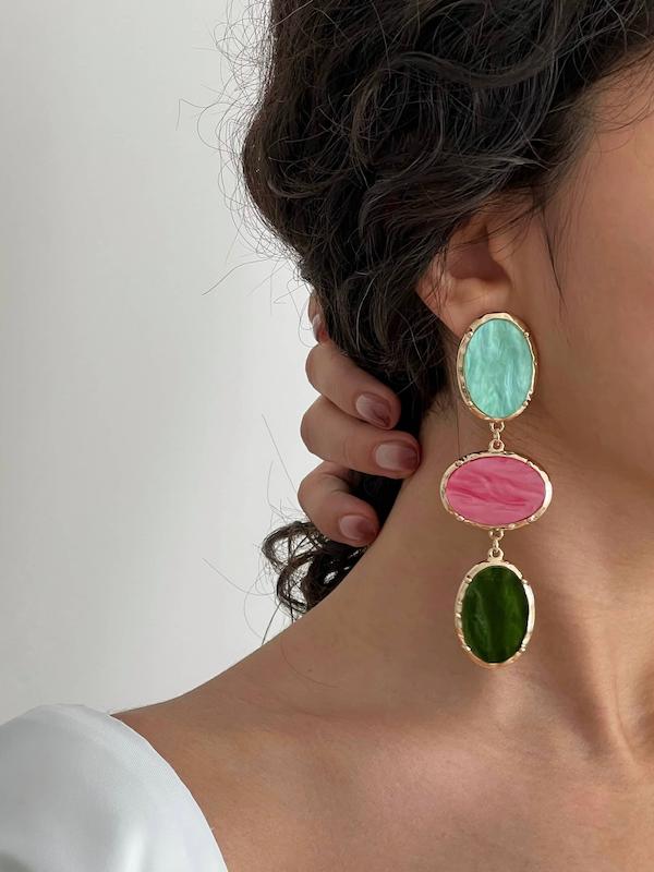 گوشواره سه بیضی سه رنگ