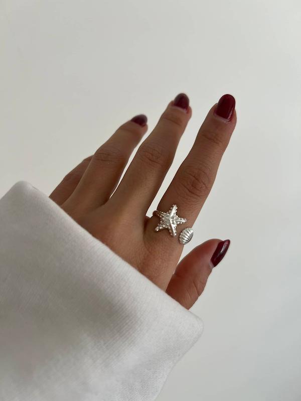 انگشتر ستاره-صدف سیلور