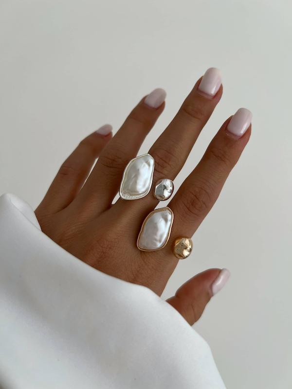 انگشتر مروارید دفرمه لوزی