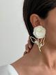 گوشواره گل پارچه‌ای و ساقه
