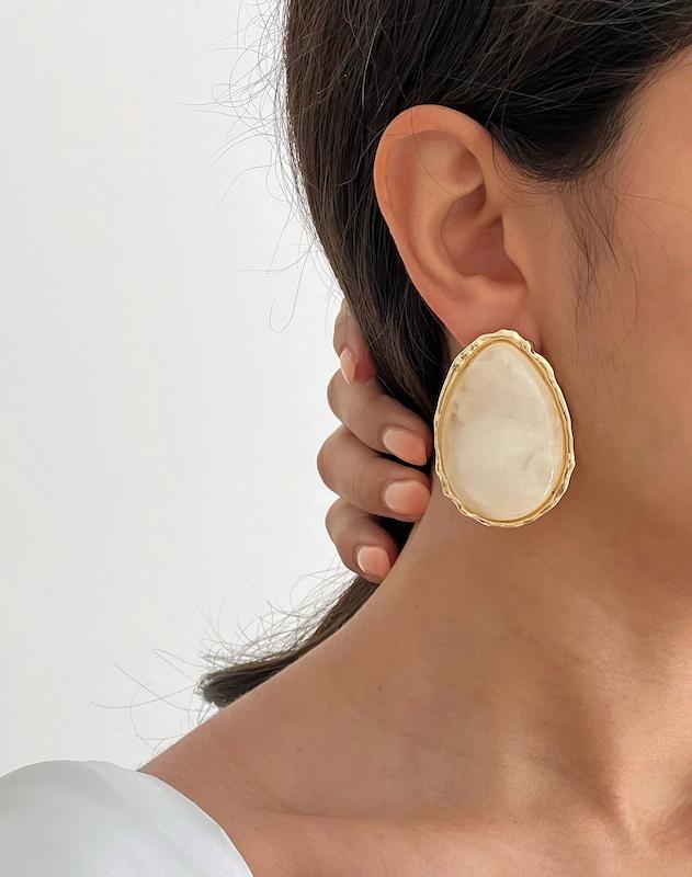گوشواره اشکی صدفی اورسایز