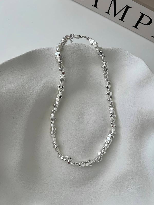 گردنبند طرح سنگی آبکاری نقره