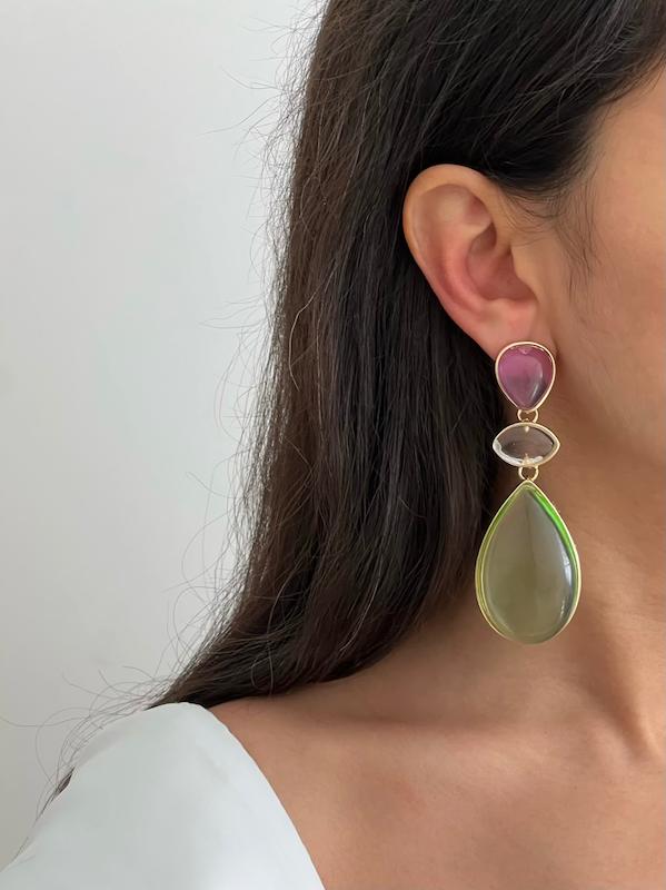 گوشواره شیشه‌ای سه رنگ