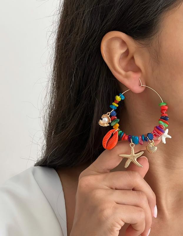 گوشواره حلقه‌ای چارم رنگی