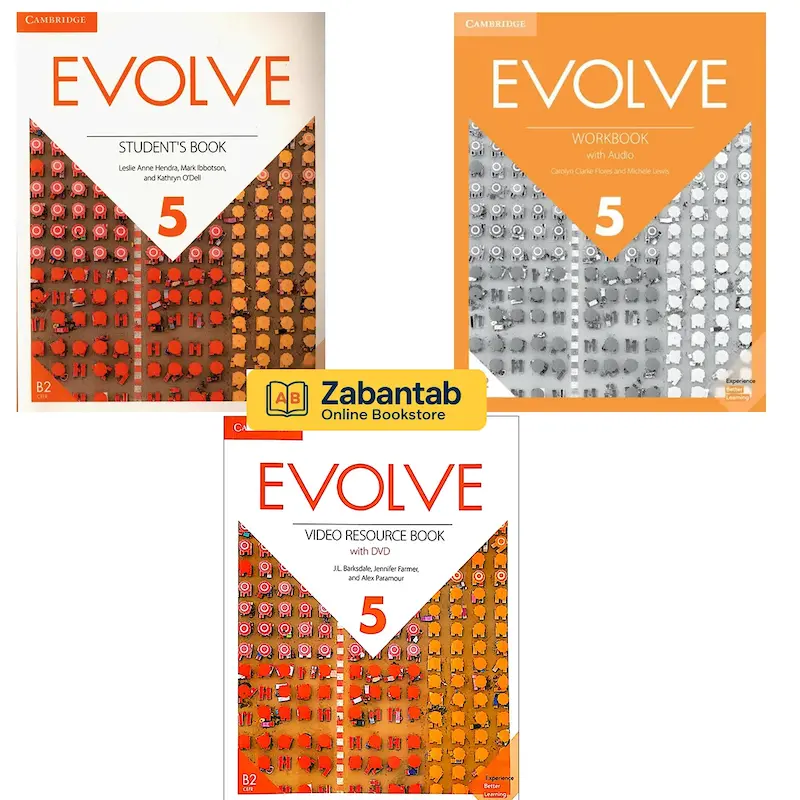 تصویر پک سه جلدی کتاب Evolve 5 شامل Student’s Book، Workbook و Video Resource Book از انتشارات کمبریج برای یادگیری زبان انگلیسی سطح C1.