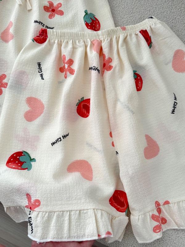 تاپ شورتک توت فرنگی دانتل دار🍓