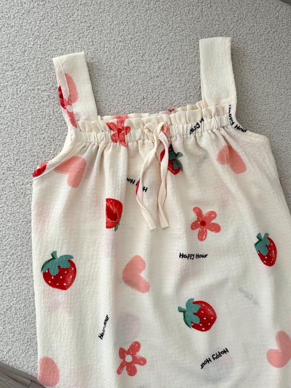 تاپ شورتک توت فرنگی دانتل دار🍓