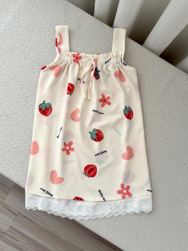 تاپ شورتک توت فرنگی دانتل دار🍓