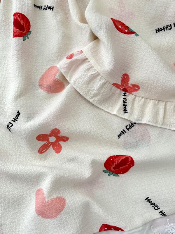 تاپ شورتک توت فرنگی دانتل دار🍓